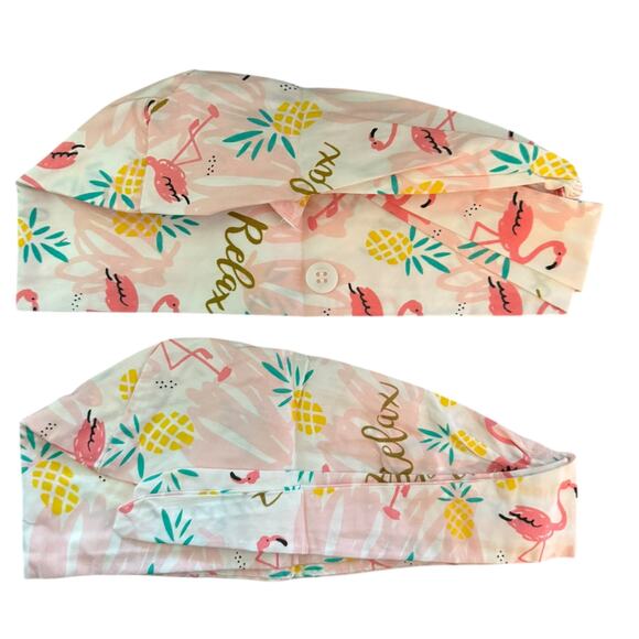 2 Pink Flamingo Womens Scrub Surgical Hat Caps - Picture 2 of 2